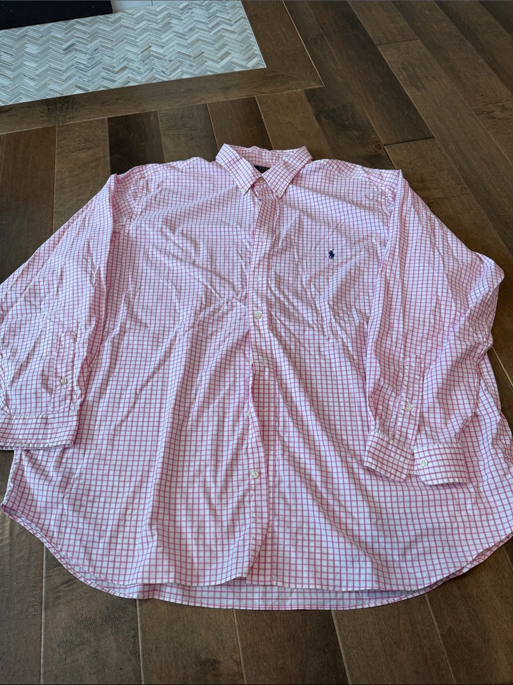 Polo by Ralph Lauren Pink Check Button-Down Shirt with Navy Pony